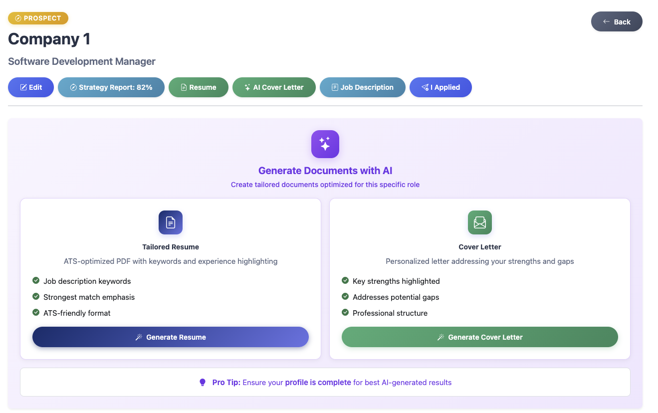 AI match score showing 85% compatibility